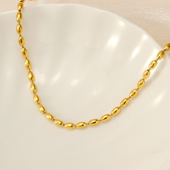18K Gold Plated Beaded Necklace*Gold Nuggets Necklace*Dainty Waterproof*ZX - Picture 8 of 8